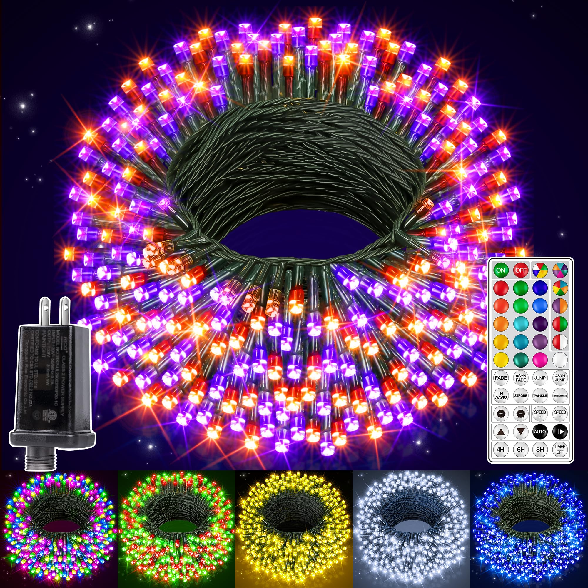 Ollny RGB Halloween Lights 400 LEDs 131 FT, 130 Modes Color